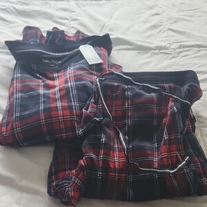 Nautica Red and Blue Pajama Sets Classic Plaid Design